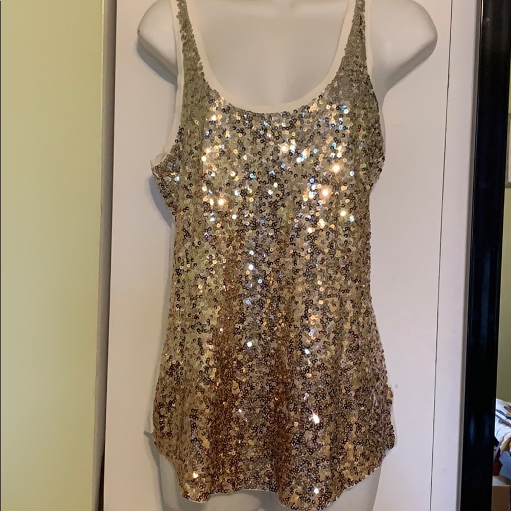 Express Sequined Racerback Tank Top Medium